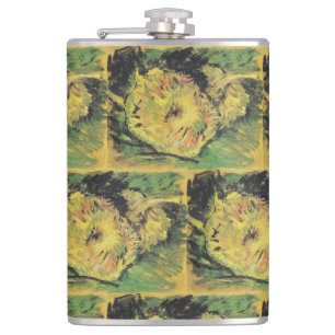 Zonnebloemen van Van Gogh - Helder Geel Bloemschil Heupfles