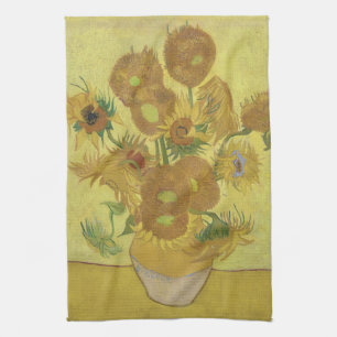 Zonnebloemen van Van Gogh - Levendig geel op geel Theedoek