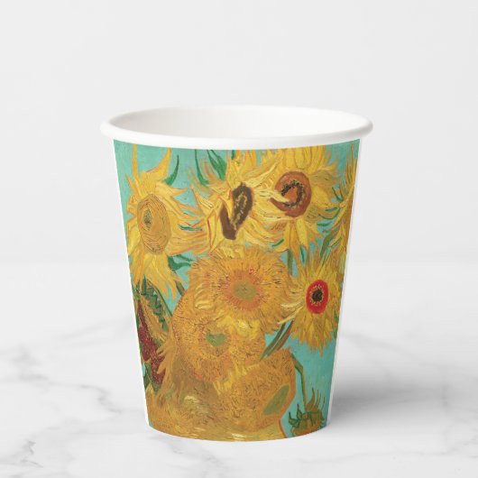 Zonnebloemen van Van Gogh  Papieren Bekers (Voorkant)