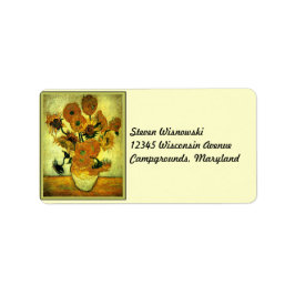 Zonnebloemen van Van Gogh, populaire schilderij, Etiket