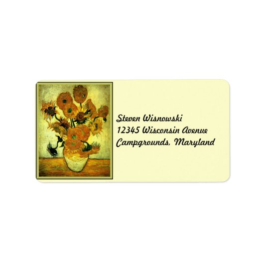 Zonnebloemen van Van Gogh, populaire schilderij, Etiket (Voorkant)