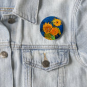 Zonnebloemen van Van Gogh Ronde Button 5,7 Cm (In situ)