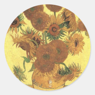 Zonnebloemen van Van Gogh Ronde Sticker