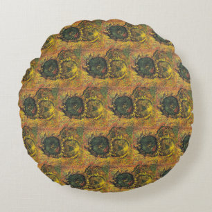 Zonnebloemen van Van Gogh - Vintage Gouden Bloemst Rond Kussen