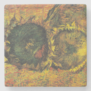 Zonnebloemen van Van Gogh - Vintage Gouden Bloemst Stenen Onderzetter