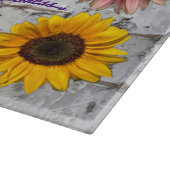 Zonnebloemen van verschillend gekleurd snijbord snijplank (Hoek)