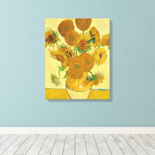 Zonnebloemen van Vincent Van Gogh Canvas Afdruk (Insitu (Houten vloer))