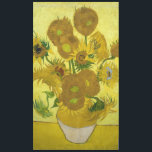 Zonnebloemen van Vincent Van Gogh Tafelkleed<br><div class="desc">Zonnebloemen van Vincent Van Gogh, olie op canvas 1889, is een stilstaand schilderij van vijftien briljante kleurrijke zonnebloemen in een grote vaas tegen een zure gele achtergrond. Een waaier van warme gloed en oranje contrast met koele tonen, die door donkere accenten en gewaagde, ononderbroken overzichten worden geponst, voor een effect...</div>