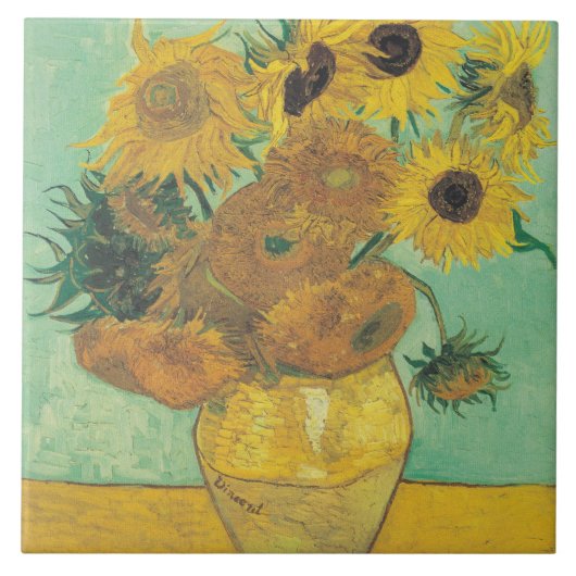 Zonnebloemen van Vincent Van Gogh Tegeltje (Voorkant)