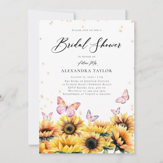 Zonnebloemen veld vlinders rustiek Vrijgezellenfee Kaart (Voorkant)