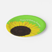 Zonnebloemen verjaardagsfeestje papieren bordje (Gekanteld)