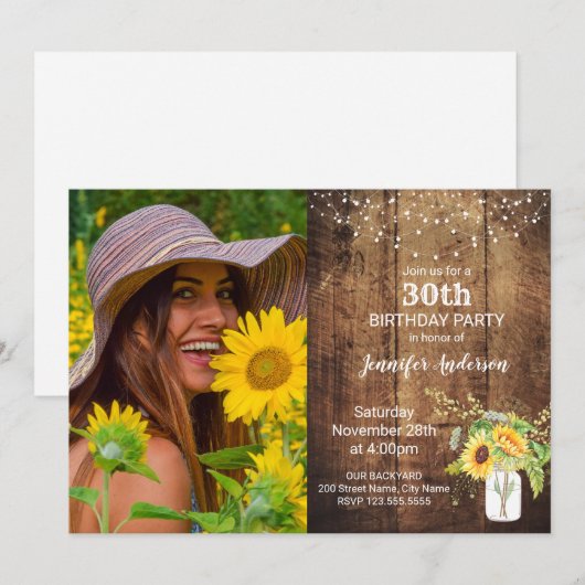 Zonnebloemen verjaardagsuitnodiging kaart (Voorkant / Achterkant)