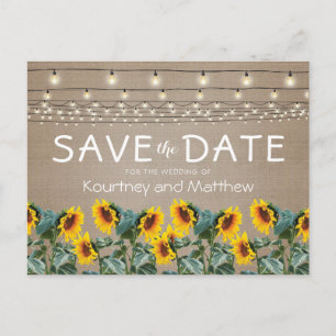 Zonnebloemen verlichting op de tuin save-the-date aankondigingskaart