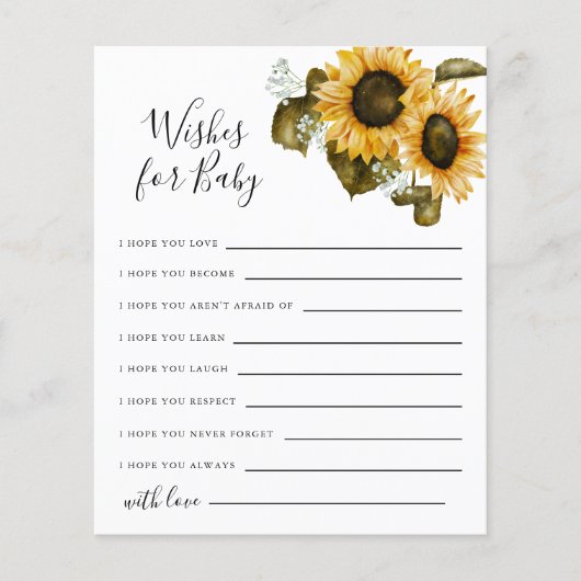 Zonnebloemen Vernis voor Baby Kaart (Voorkant)