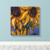 Zonnebloemen verpakte canvas print (Insitu (Houten vloer))
