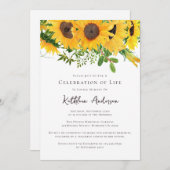 Zonnebloemen Viering van het begrafenisherdenkings Kaart (Voorkant / Achterkant)