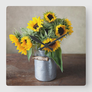 Zonnebloemen Vierkante Klok