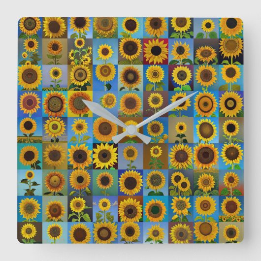 Zonnebloemen Vierkante Klok (Voorkant)
