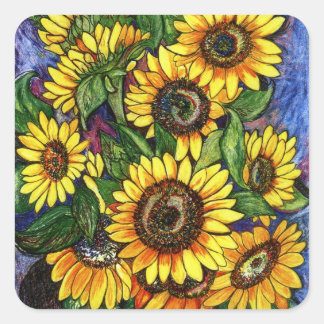 Zonnebloemen Vierkante Sticker