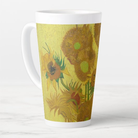 Zonnebloemen-Vincent van Gogh Latte Mok (Linkerhoek)