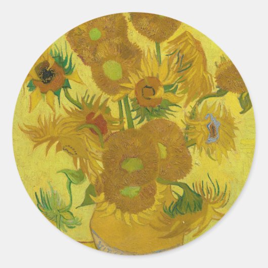 Zonnebloemen - Vincent van Gogh Ronde Sticker (Voorkant)