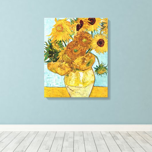 Zonnebloemen - Vincent Willem van Gogh Canvas Afdruk (Insitu (Houten vloer))