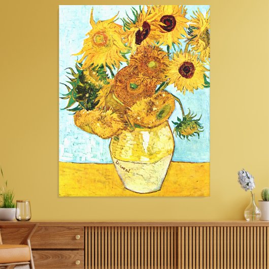 Zonnebloemen - Vincent Willem van Gogh Canvas Afdruk (Insitu (Woonkamer))