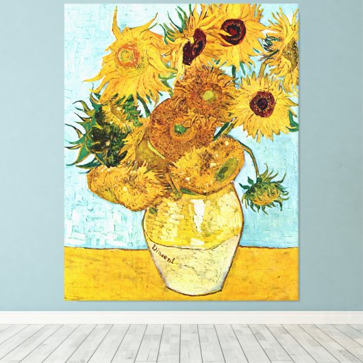 Zonnebloemen - Vincent Willem van Gogh Canvas Afdruk (Insitu (Houten vloer))
