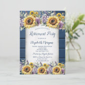 Zonnebloemen, Violet bloemen hout pensioen Kaart (Staand voorkant)