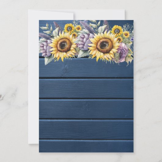 Zonnebloemen, Violet bloemen hout pensioen Kaart (Achterkant)