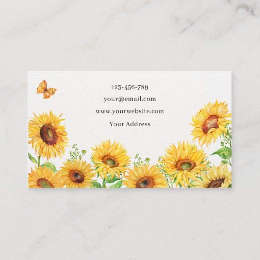 Zonnebloemen Visitekaartje (Achterkant)