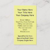 Zonnebloemen Visitekaartje Gele Blauwe Kaarten (Achterkant)