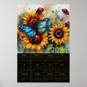 Zonnebloemen, Vlinder en Lieveheersbeestjes  Poster (Voorkant)