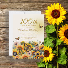Zonnebloemen Vlinders 100e Verjaardagsfeestje