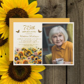 Zonnebloemen Vlinders 75e verjaardag Party Foto Kaart