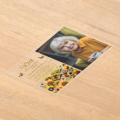 Zonnebloemen Vlinders 90e verjaardag Party Foto Acryl Uitnodigingen (Laagn)