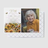 Zonnebloemen Vlinders 90e verjaardag van de vrouw Vellum Uitnodigingen (Offset (Uitnodiging))