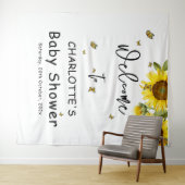 Zonnebloemen & Vlinders Baby shower Achtergrond Wandkleed (In Situ (horizontaal))