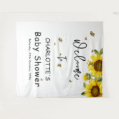 Zonnebloemen & Vlinders Baby shower Achtergrond Wandkleed (Voorkant (horizontaal))