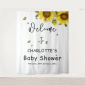 Zonnebloemen & Vlinders Baby shower Achtergrond Wandkleed (Voorkant)