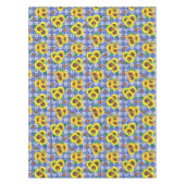 Zonnebloemen Vlinders Blue Gingham Tafelkleed (Voorkant)