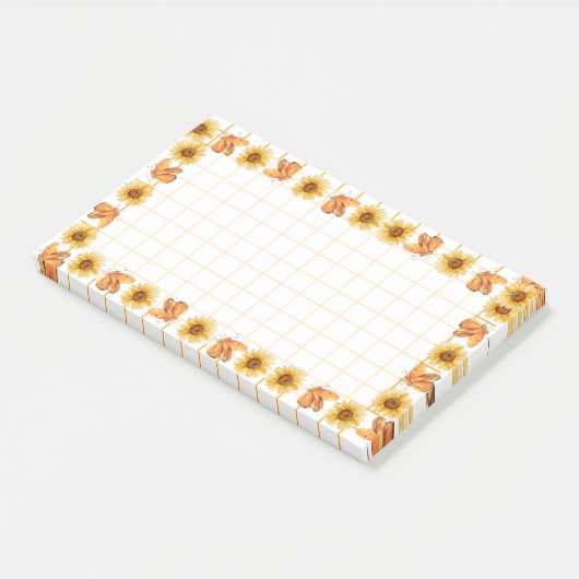  zonnebloemen vlinders Modern patroon Post-it® Notes (Schuin)