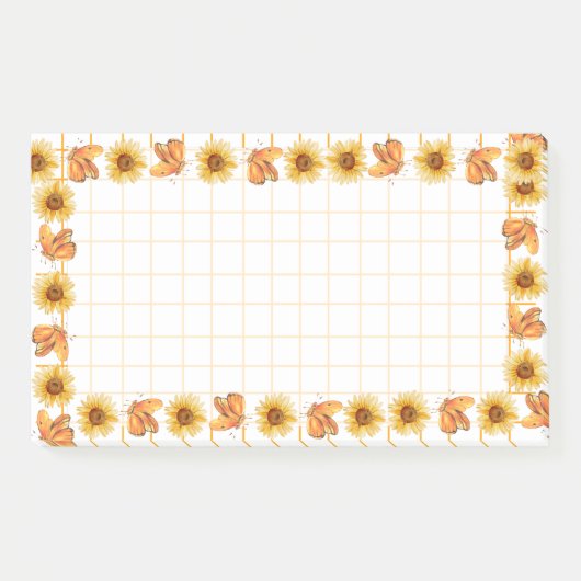  zonnebloemen vlinders Modern patroon Post-it® Notes (Voorkant)