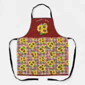 Zonnebloemen Vlinders Red Gingham Schort (Voorkant)