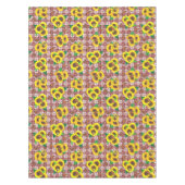 Zonnebloemen Vlinders Red Gingham Tafelkleed (Voorkant)
