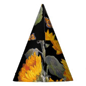 Zonnebloemen & Vlinders: Waterverf Zwart Backgro Feesthoedjes (Achterkant)