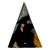 Zonnebloemen & Vlinders: Waterverf Zwart Backgro Feesthoedjes (Rechts)