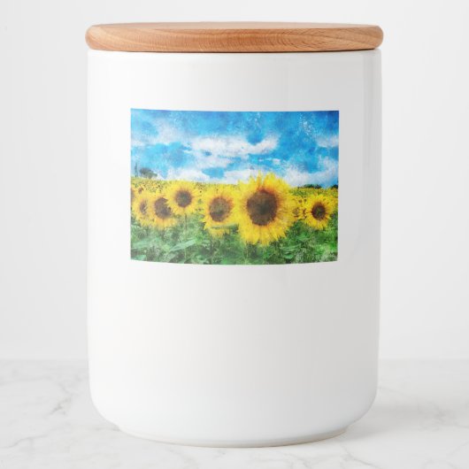 Zonnebloemen Voedselcontainer Etiket (Voorkant)