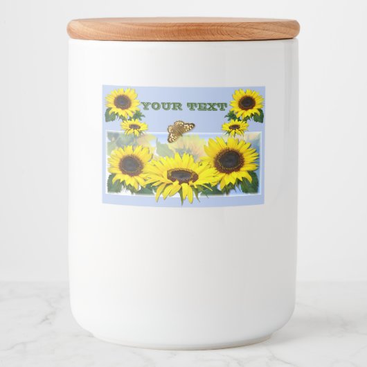 Zonnebloemen Voedselcontainer Etiket (Voorkant)