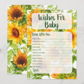 Zonnebloemen voor Baby shower Game Yellow Kaart (Voorkant / Achterkant)